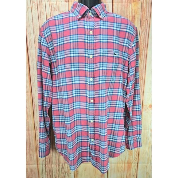 Vineyard Vines Mens Red Plaid Classic Fit Tucker Shirt Large - Picture 1 of 7